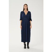 Elegantes Satin-Midi-Wickelkleid