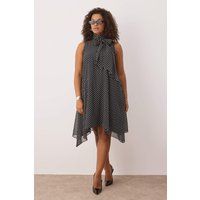 Polka-Dot-Kleid mit Zipfelsaum