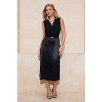 Elegantes Midikleid mit Materialmix