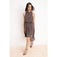 Asymmetrisches Midikleid mit Polka-Dots