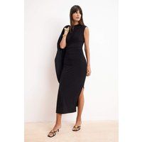 Drapiertes ärmelloses figurbetontes Midikleid