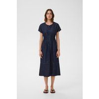 Jeans-Midikleid mit Taillenfalten