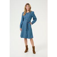 Feminines Denim-Midikleid mit Gürtel