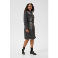 Langärmliges Jeans-Midikleid mit Gürtel
