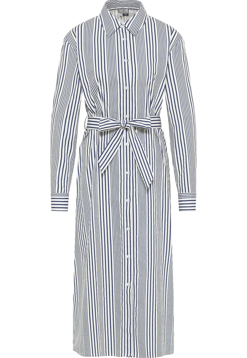 Gestreiftes Hemdblusenkleid mit Gürtel