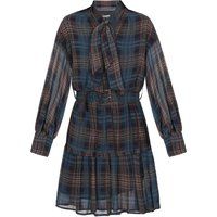 Chiffon-Minikleid mit Schluppe und Karomuster