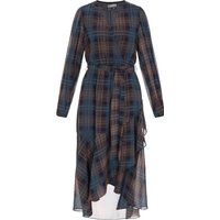 Kariertes Chiffon-Midi-Wickelkleid