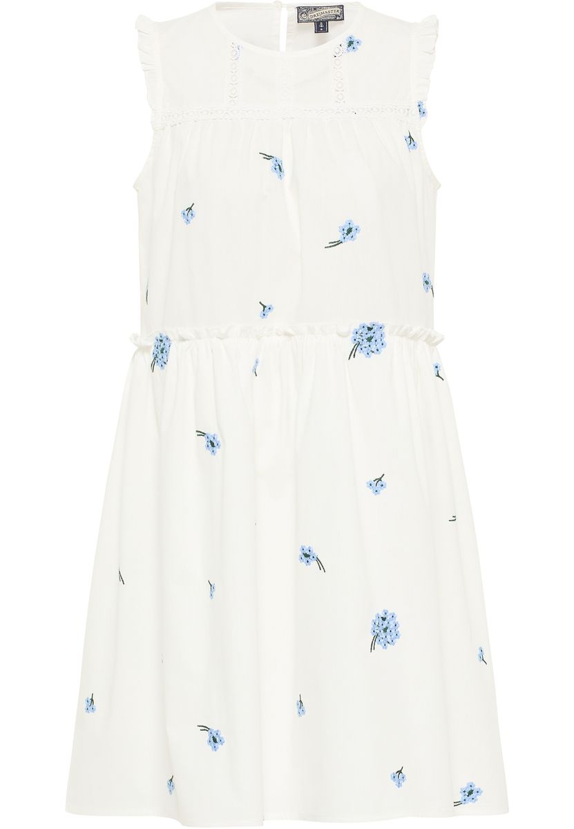 Besticktes Baumwoll-Midikleid mit Rüschen