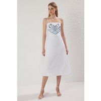 Besticktes Midikleid aus Baumwolle