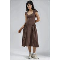 Paneled Midi-Kleid mit U-Ausschnitt
