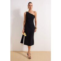 One-Shoulder-Midikleid mit skulpturalem Detail