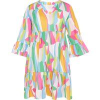 Buntes gestuftes Minikleid mit Geometrie-Print