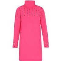 Verziertes Rollkragen-Strickminikleid