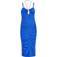 Gerafftes Midikleid mit Kette