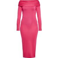 Schulterfreies Midikleid in Rippstrick-Optik