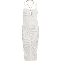Gerafftes Bodycon-Midikleid mit Kettendetail