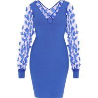 Körpernahes Minikleid mit Blumenärmeln
