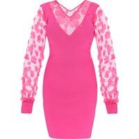 Minikleid mit V-Ausschnitt und floralen Ärmeln
