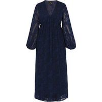 Maxikleid mit Blumenjacquard und V-Ausschnitt