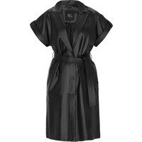 Kurzärmliges Lederkleid mit Gürtel