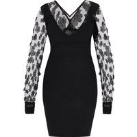 Figurbetontes Minikleid mit floralen Netzärmeln