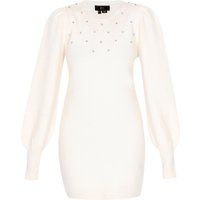 Strick-Minikleid mit Strass-Applikationen