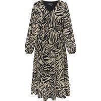 Midi-Kleid mit Zebradruck und Volant