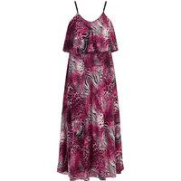 Maxikleid mit Volants und Animal-Print