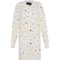 Juwelenbesetztes Rippstrick-Pulloverkleid