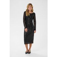 Langärmeliges Pailletten-Midikleid