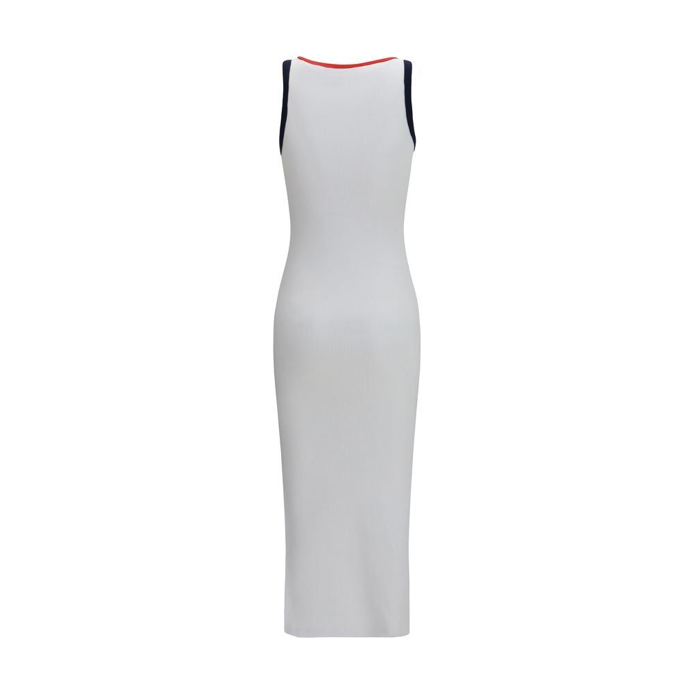 Geripptes Midikleid mit Kontrastbesatz