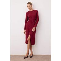 Elegantes Midikleid mit Raffung und Schlitz