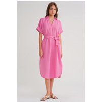 Midi-Kleid mit Gürtel aus Crinkle-Stoff