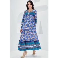 Gemustertes Boho-Maxikleid mit Stufen