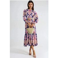 Midikleid mit Paisleymuster und Gürtel