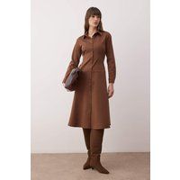 Tailliertes Midi-Hemdkleid aus Baumwollmix