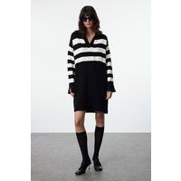 Oversize Gestreiftes Polo-Strickkleid