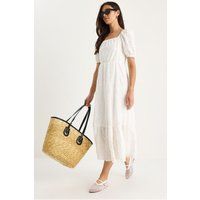 Guipure-Spitzen-Midikleid mit Karree-Ausschnitt