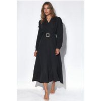 Verziertes A-Linien-Midikleid mit Gürtel