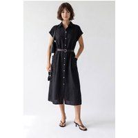 Minimalistisches Midi-Hemdkleid mit Gürtel
