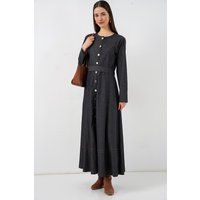 Denim-Midikleid mit Gürtel-Optik