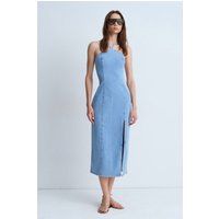 Neckholder-Midikleid aus Denim