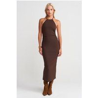 Halterneck-Bodycon-Midikleid mit offenem Rücken