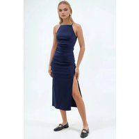 Elegantes Halterneck-Midikleid mit Schlitz