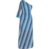 Asymmetrisches One-Shoulder-Maxikleid mit Zickzack-Muster