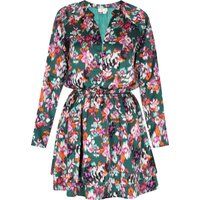 Abstraktes Blumen-Minikleid mit Rüschen