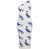 One-Shoulder Midikleid mit Blumenstrick