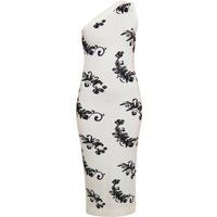 One-Shoulder-Midikleid mit floralem Jacquard