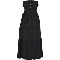 Schulterfreies Maxikleid mit Knopfleiste