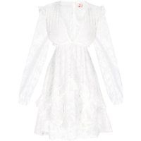 Besticktes Mini-Kleid mit Laternenärmeln